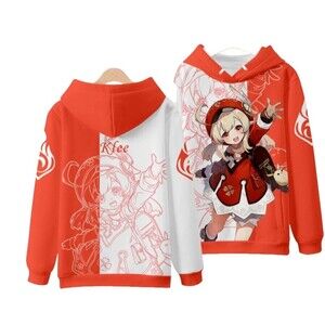 Genshin Impact Klee Orange/White Hoodie Size 2XL NEW